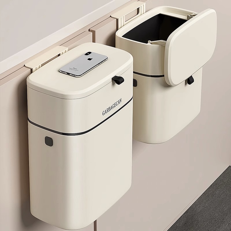 厨房垃圾桶专用带盖家用2024新款壁挂可移动卫生间厕所挂式收纳桶 - 图3