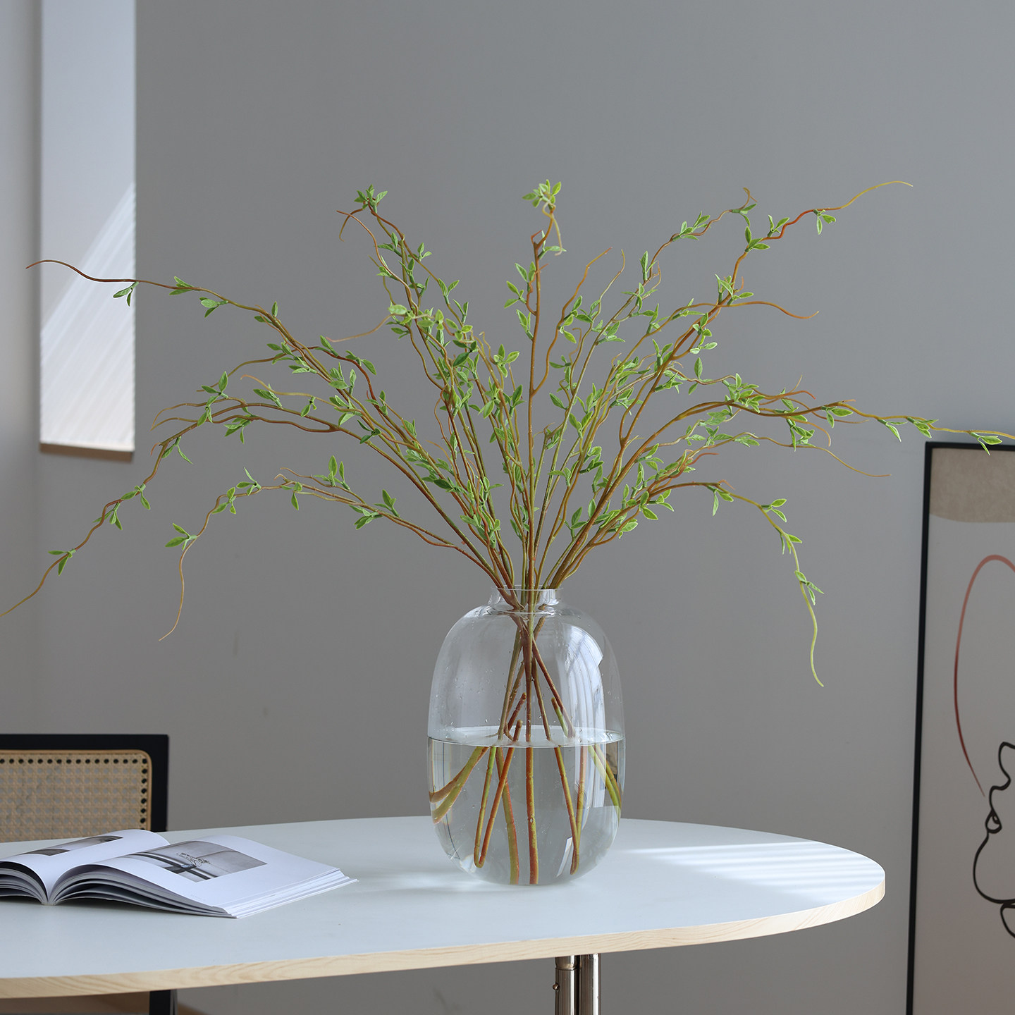 森系仿真嫩芽柳树枝绿植植物摆件客厅餐桌壁柜电视柜插花摆件装饰,淘宝优惠券,粉丝福利购,淘宝优惠卷