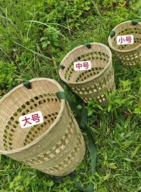 竹编收纳家用竹制品背箩手工编织道具采茶采摘箩舞蹈表演镂空背篓