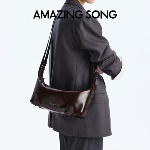 Amazing Song乙颂甜甜圈牛角包新款头层麂皮包手提包单肩斜挎包女 - 图0