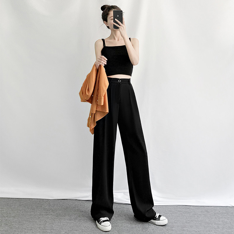 灰色高腰显瘦垂感秋冬2020阔腿裤 甲天妮休闲裤