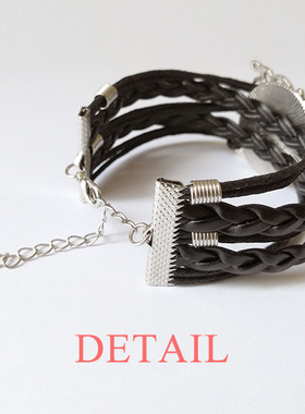 love来图多层皮革金属挂饰手链