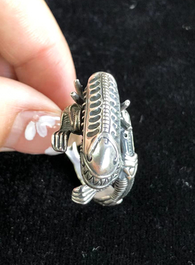 925纯银怪兽物戒指复古嘻哈朋克霸气个性夸张潮流铁血战士骑行