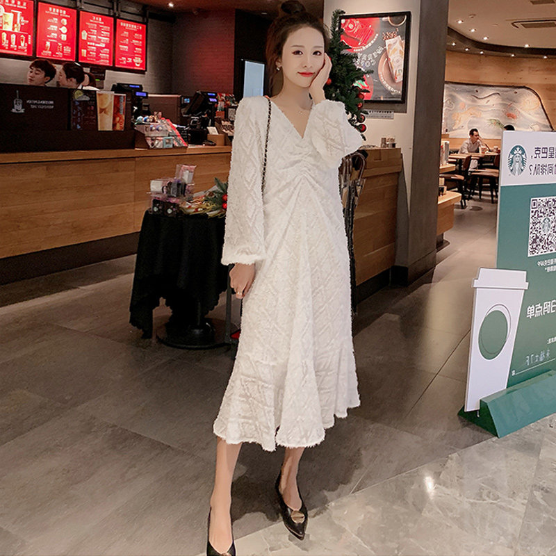 孕妇春装长款过膝仙女潮妈女连衣裙 竹丹媛连衣裙