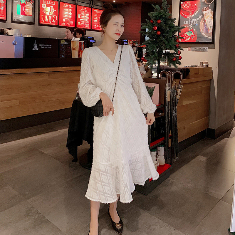 孕妇春装长款过膝仙女潮妈女连衣裙 竹丹媛连衣裙