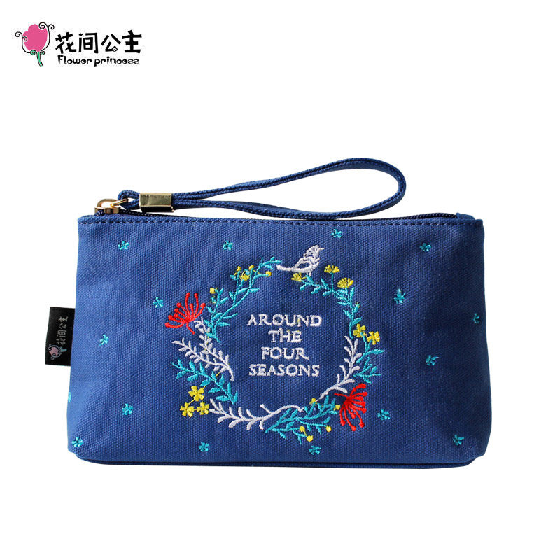 花间公主帆布手机包文艺女潮帆布包 花间公主致坤手拿包