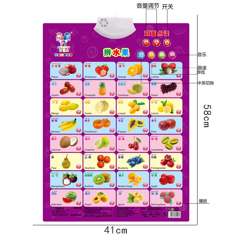 双面语音启蒙早教发声拼音识字卡 德叙玩具玩具挂图/认知卡