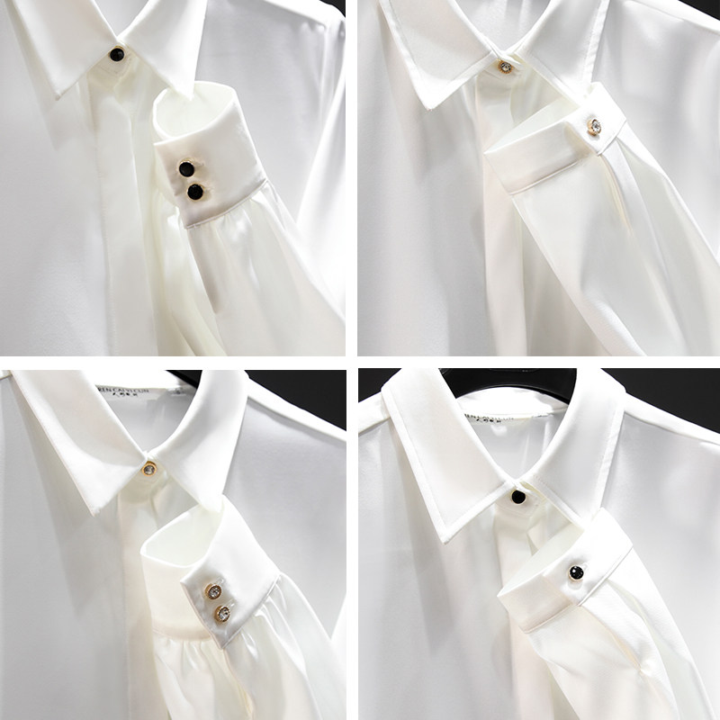 职业正装白色长袖女设计感小众衬衫 人彩衣村衬衫