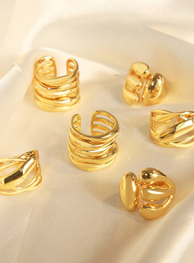 时尚通勤个性气质几何不规则高级感饰品多层次设计感铜材质戒指