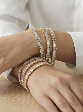 设计感锁头OT扣镶嵌锆石链条手链