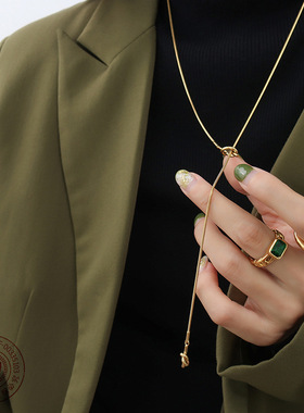 韩式心形打结毛衣链镀金