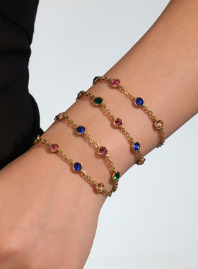 多巴胺锆石爱心钛钢饰品