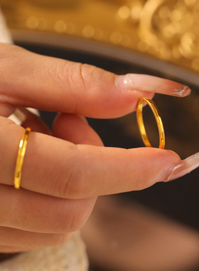 复古冷淡风素圈光面戒指女ins风