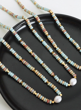 波西米亚风格多色彩天然石淡水珍