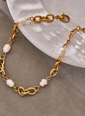 小熊圆珠弹力手串不锈钢珍珠手链