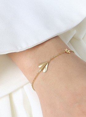 饰品纸飞机钛钢吊坠项链