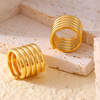 Cross-border European and American niche design multi-layer winding wide version ring for women with light luxury texture titanium steel plated 18k gold ring