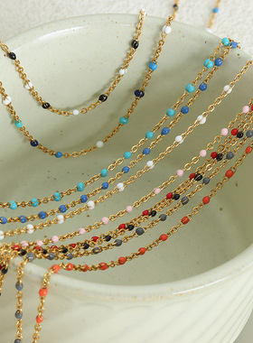 欧美小众优雅个性ins冷淡风多巴胺风格滴油设计钛钢镀金首饰套装