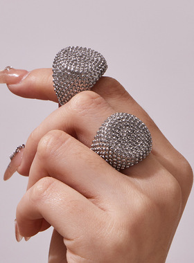 复古个性不锈钢圆点戒指ins几何