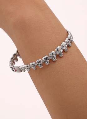 摩天轮夸张骷髅头卡扣手镯女黑暗