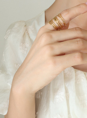 素圈铜材质环形手指环个性潮流弹簧戒指多圈多环跨境外贸时尚手饰