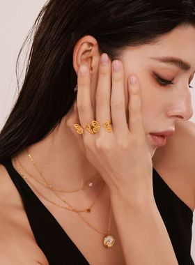 摩天轮欧美简约个性蝴蝶开口戒指