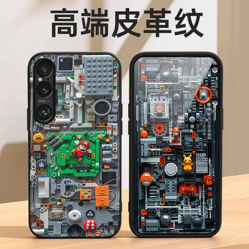 机械马里奥适用索尼Xperia1VI手机壳皮革纹Xperia1III个性Xperia5IV潮牌Xperia5III全包防摔Xperia10IV保护套 - 图3