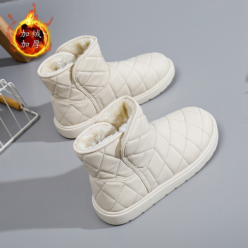 皮面防水雪地靴女冬季加绒加厚短靴时尚百搭休闲棉靴子防滑孕妇鞋,淘宝优惠券,粉丝福利购,淘宝优惠卷