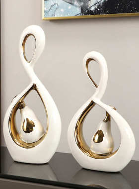 创意风生水起摆件客厅酒柜书柜玄关电视柜装饰高级陶瓷简约轻奢风