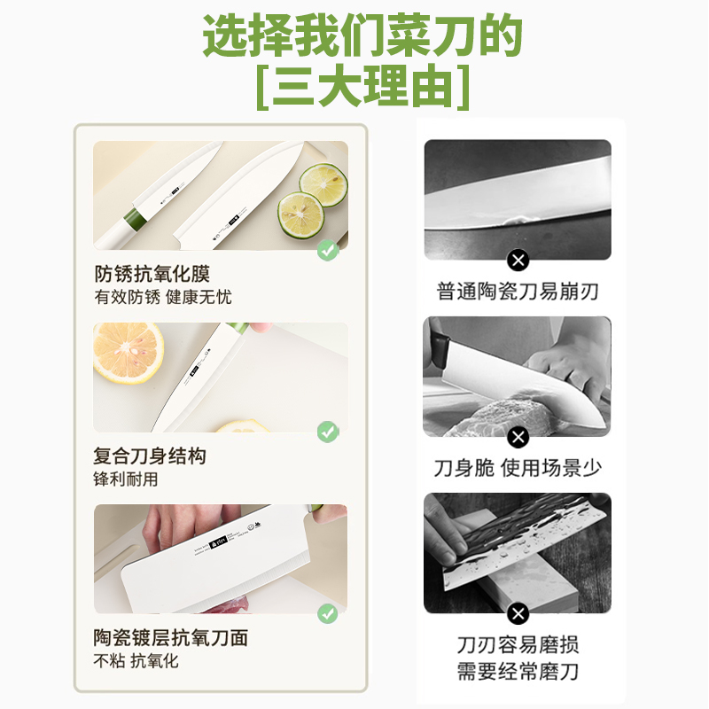 切菜刀菜板二合一家用刀具套装陶瓷刀案板家用组合宿舍厨具一整套 - 图2