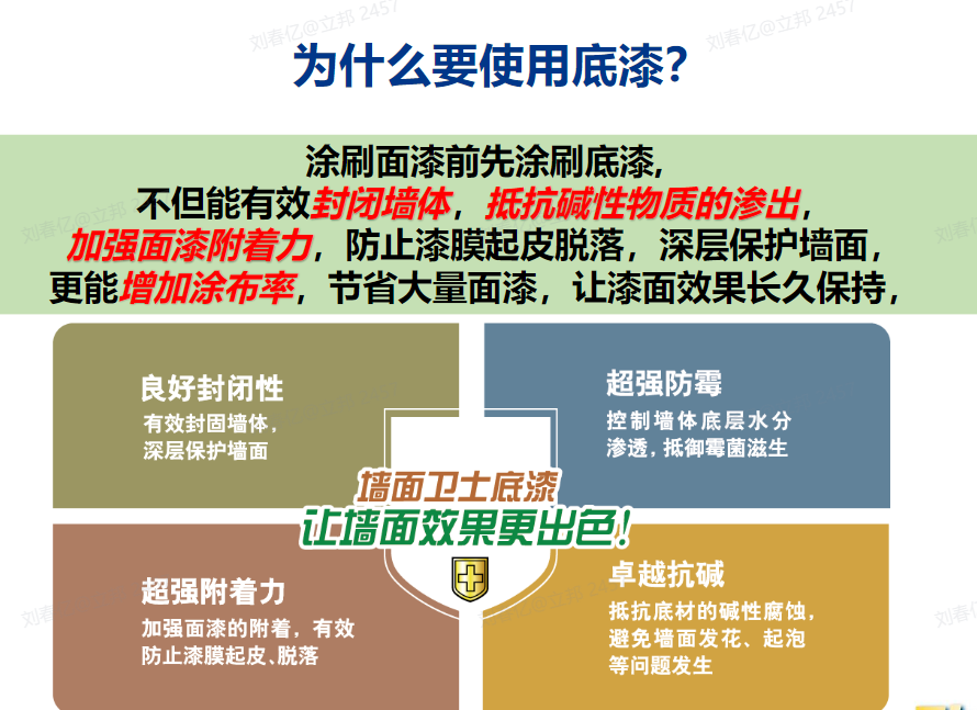 立邦墙面卫士净味全能抗碱底漆防水防霉哑光房间水性白色内墙涂料