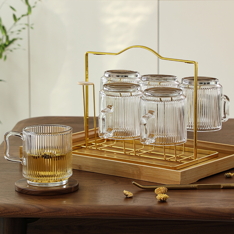 高硼硅玻璃杯套装家用高档待客喝水杯子办公室透明耐热泡茶果汁杯-图3
