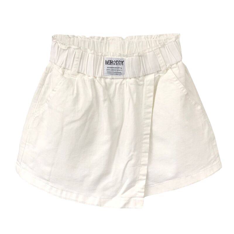 欧货2022夏新款松紧高腰白色阔腿裤 玫希凡牛仔裤