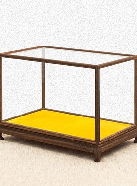 红木玻璃罩鸡翅木宝笼摆件文玩古董观音佛像透明高级防尘罩展示盒