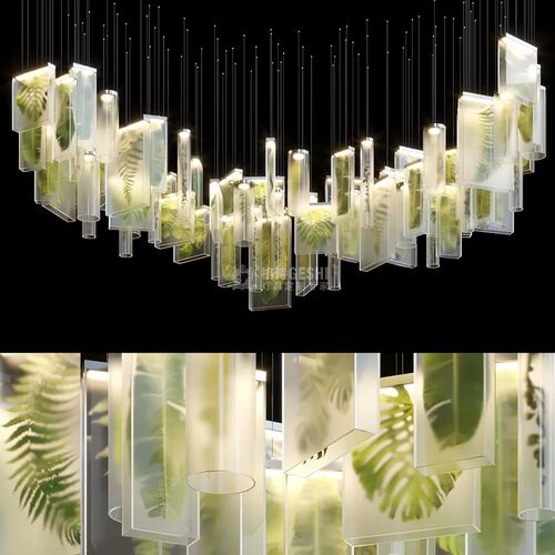 loft清吧绿植装饰吊灯酒店展厅餐厅包间亚克力植物艺术灯具定制 - 图1