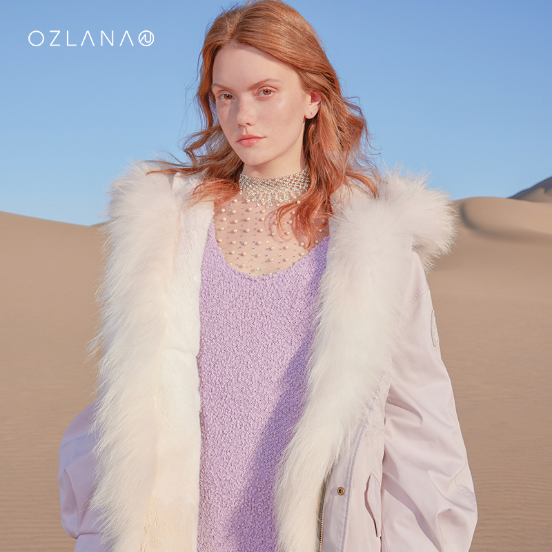 ozlana派克服皮毛一体兔毛皮草大衣