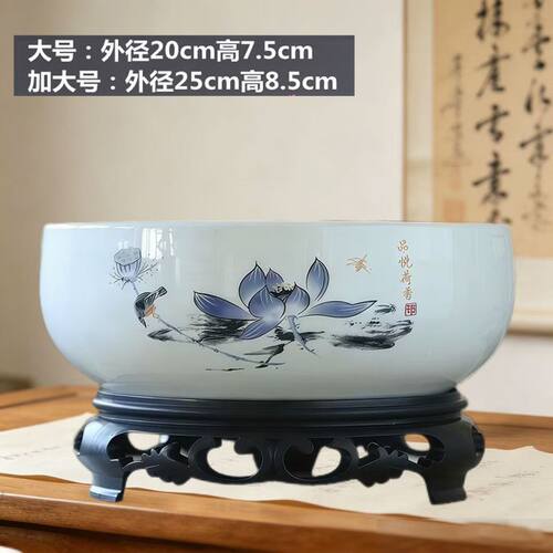 大号无孔碗莲荷花水培铜钱草水仙绿萝花盆陶瓷盆创意水养专用容器_虎窝淘