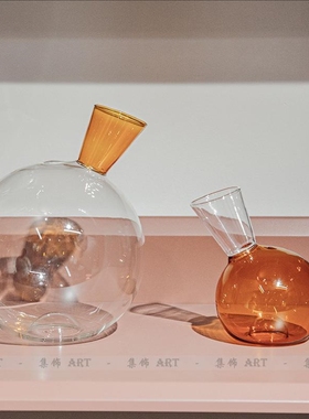 集饰 彩色高硼硅玻璃小摆件 厨房橱柜餐边柜软装饰品不规则水油壶