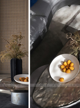 售楼部花艺磨砂果盘整体组合摆件