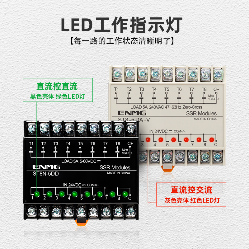 enmg光隔离多路固态继电器模块24V直流控直流导轨式模组220V交流