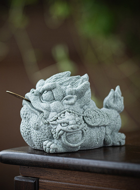 国潮风青砂石故宫文创瑞兽龙龟金蟾桌面茶宠摆件园艺鱼缸造景装饰