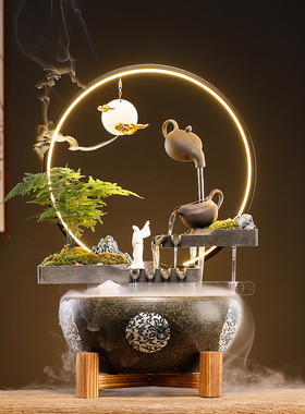 悬壶流水生财摆件桌面加湿装饰品