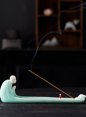 青瓷香插陶瓷香熏炉摆件线香底座