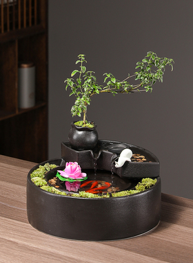 流水生财桌面摆件循环水装饰招财