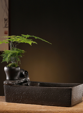 创意循环招财流水喷泉摆件可养鱼家居客厅生财办公室桌面开业礼品