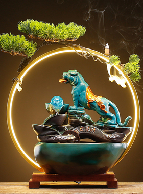 老虎新年送礼生肖吉祥物摆件客厅转运珠风水轮流水喷泉生财循环水