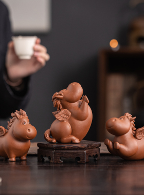 马年陶瓷红色马摆件可爱生肖马