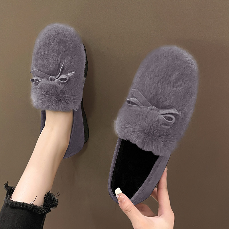 毛毛鞋女冬外穿2025年新款加绒一脚蹬厚底浅口软底秋冬豆豆棉鞋子,淘宝优惠券,粉丝福利购,淘宝优惠卷