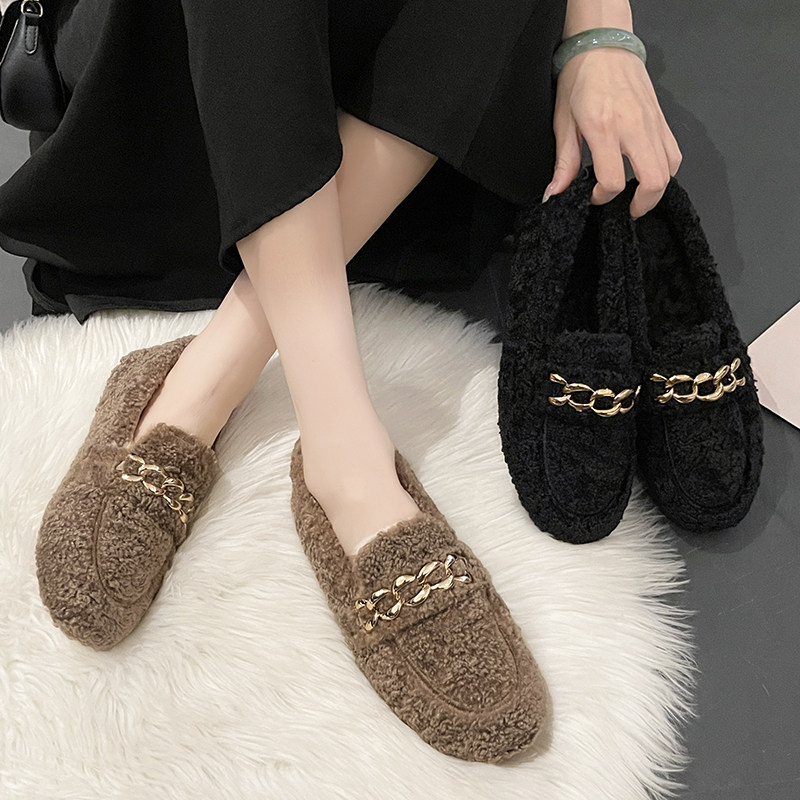 毛毛鞋女秋冬外穿2025新款加绒办公室爆款豆豆鞋软底冬天保暖棉鞋,淘宝优惠券,粉丝福利购,淘宝优惠卷