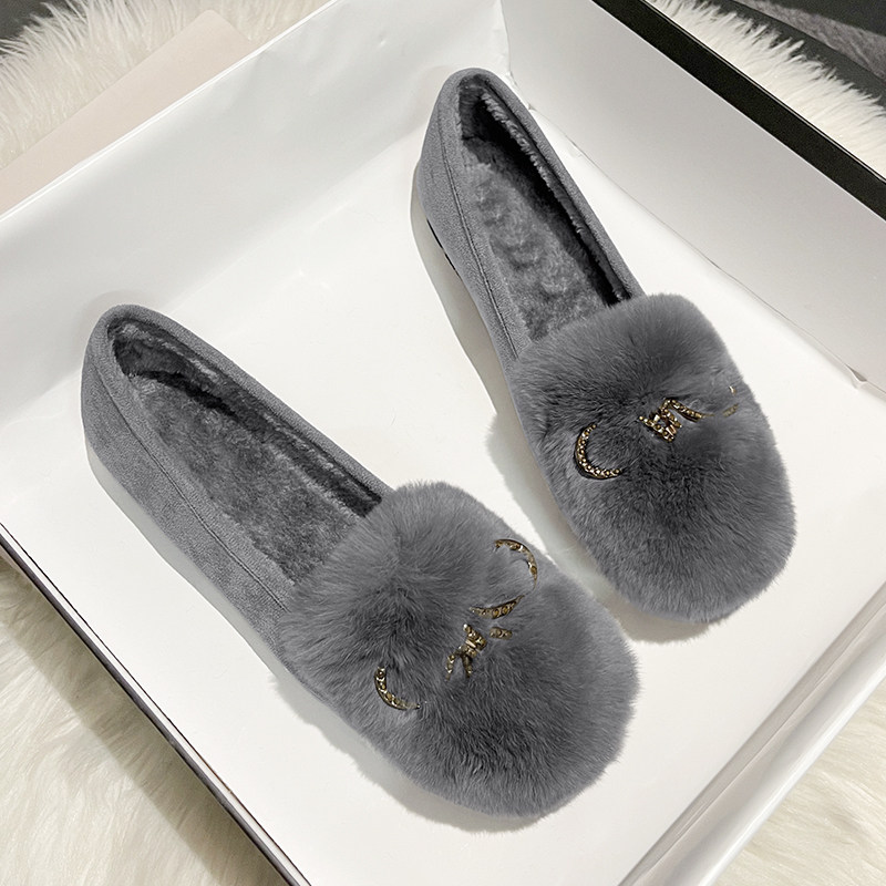 豆豆鞋女冬加绒2025新款爆款毛毛外穿一脚蹬网红保暖秋冬平底棉鞋,淘宝优惠券,粉丝福利购,淘宝优惠卷